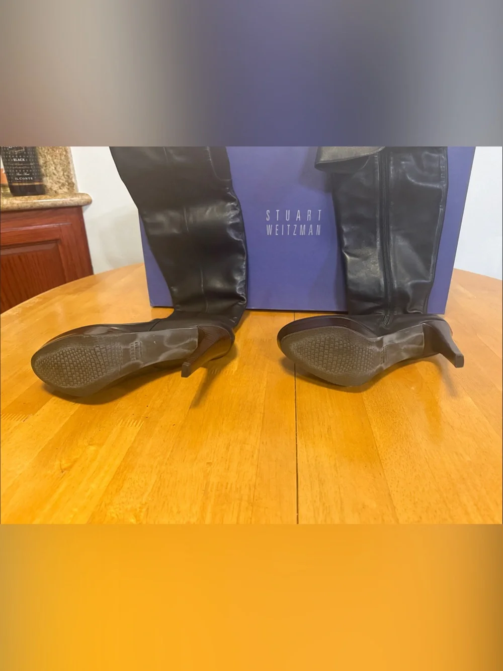 Stuart Weitzman Black Leather Over-the-Knee Platform Boots